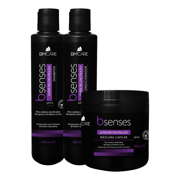 Kit Super Reconstrução Shampoo, Condicionador e Máscara